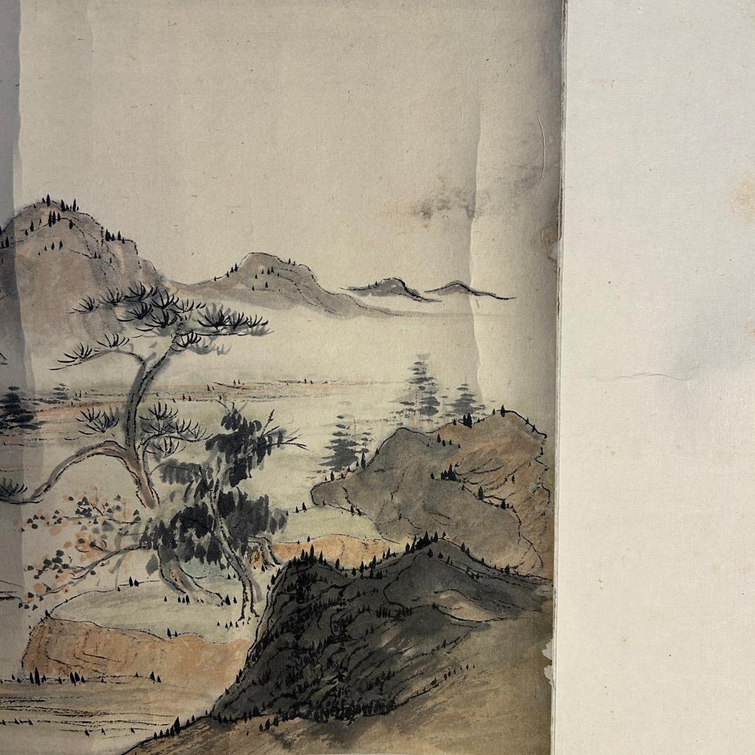 中国画家 風景画 まくり Q-447