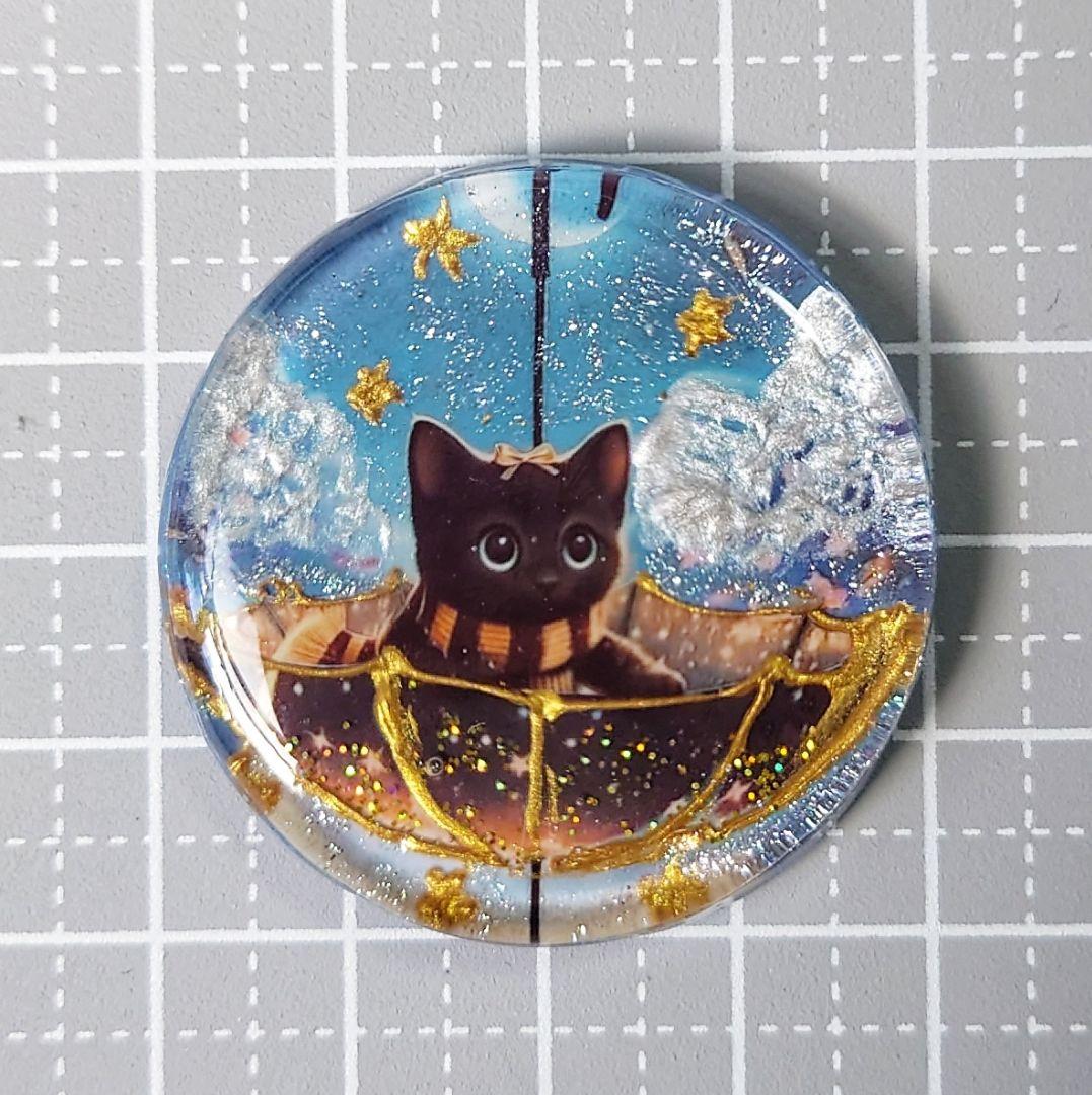 レジン　猫　ヘアゴム　ブローチ　ポニーフック　No.415