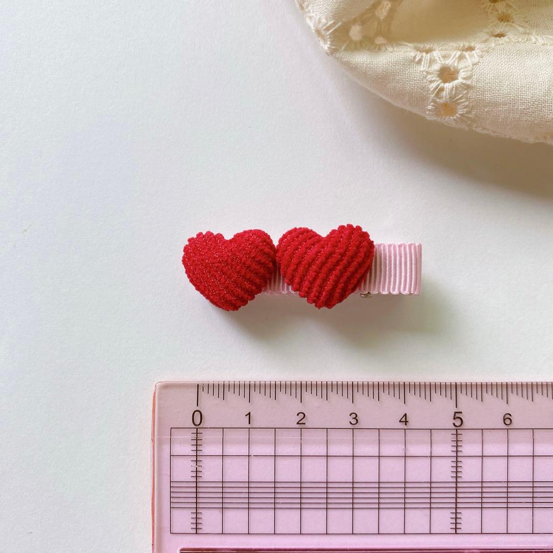 ❁コーデュロイハート❁ ベビーヘアピン　ベビーヘアクリップ　ベビーヘアゴム