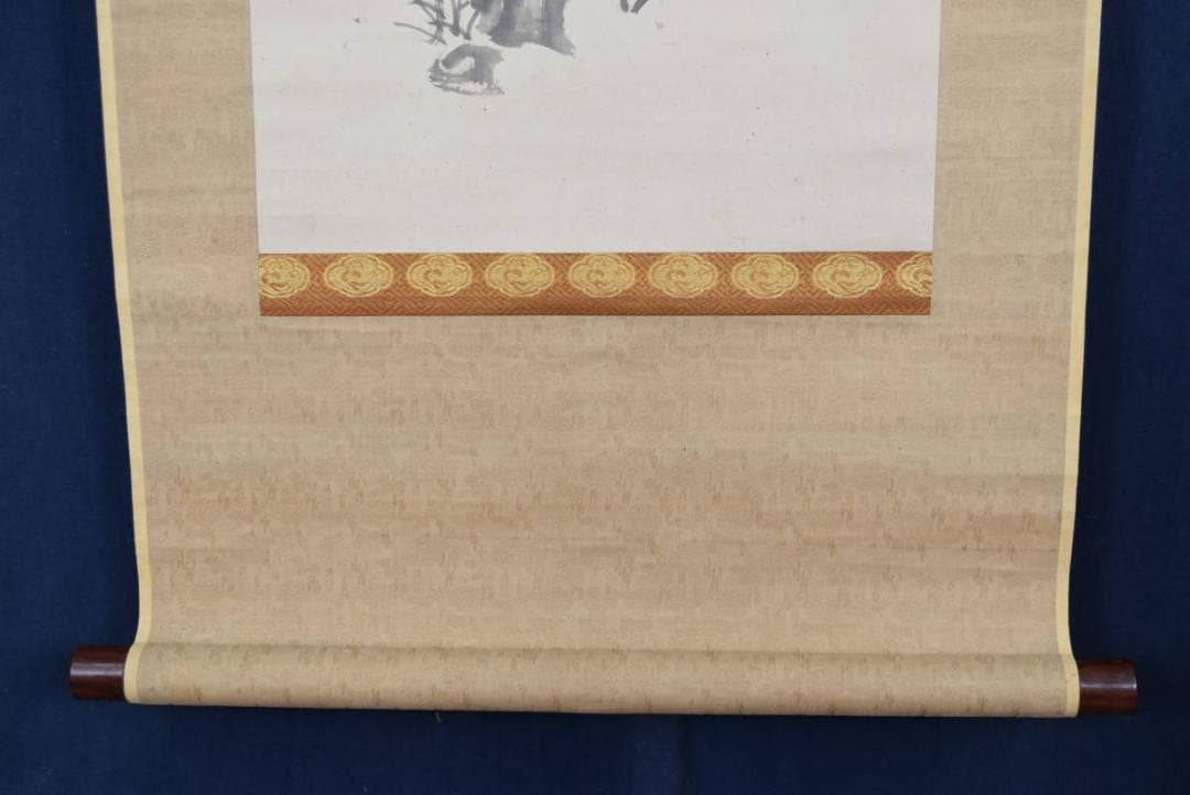 【真作】秋水翁/霊芝/蘭石図/掛軸/名家伝来/AA-617