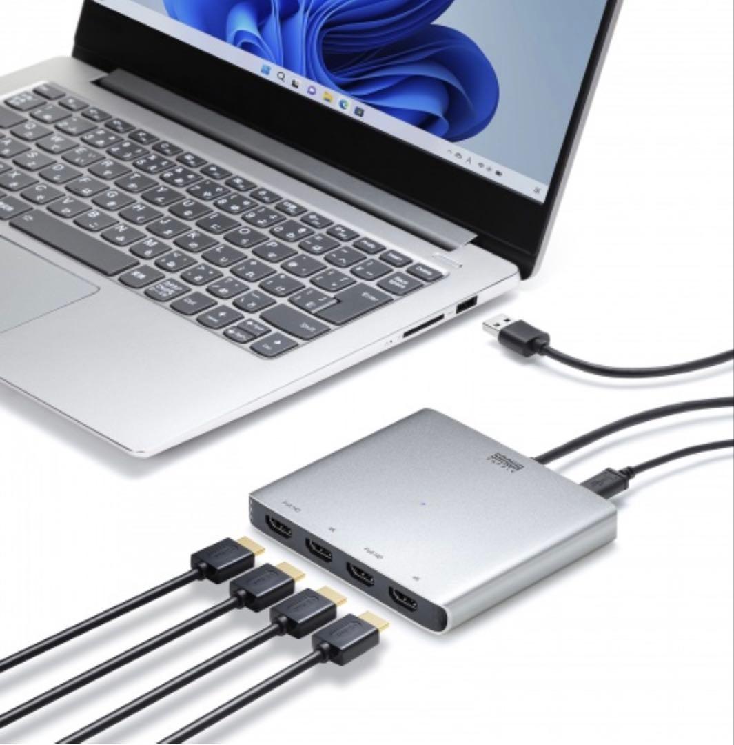 USB-HDMIディスプレイアダプタ（4画面出力） USB-CVU3HD7