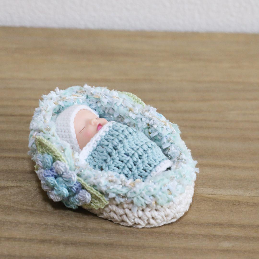 ハンドメイド　スリーピングベビー　紫陽花ブルー