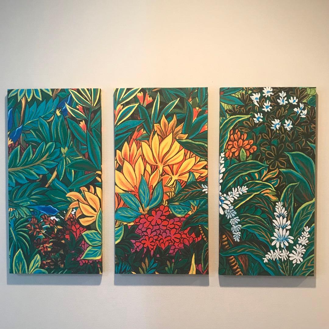 インテリアパネル ボタニカル柄グリーン系☆インテリア雑貨 壁飾り アート 絵画