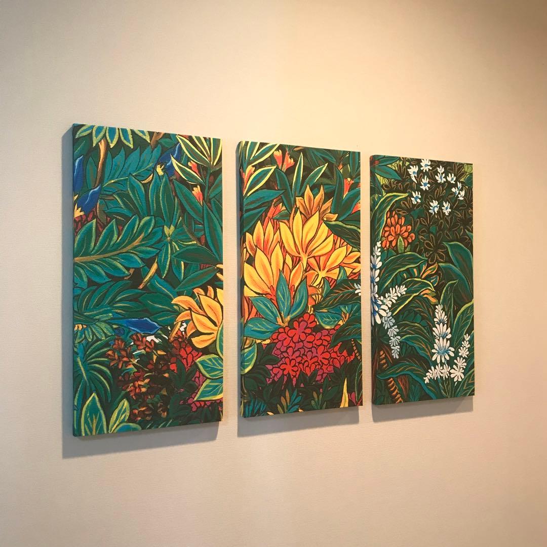 インテリアパネル ボタニカル柄グリーン系☆インテリア雑貨 壁飾り アート 絵画