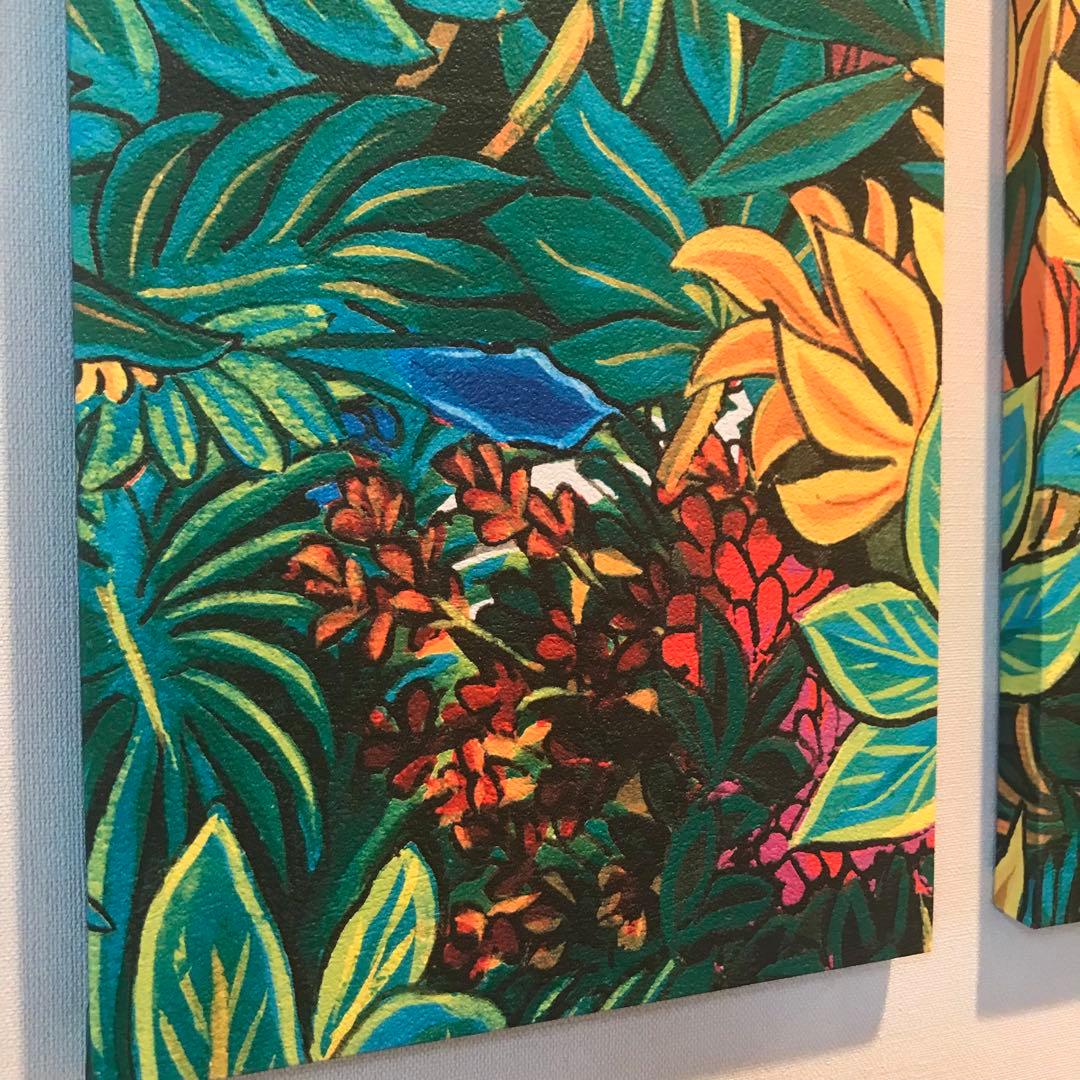 インテリアパネル ボタニカル柄グリーン系☆インテリア雑貨 壁飾り アート 絵画