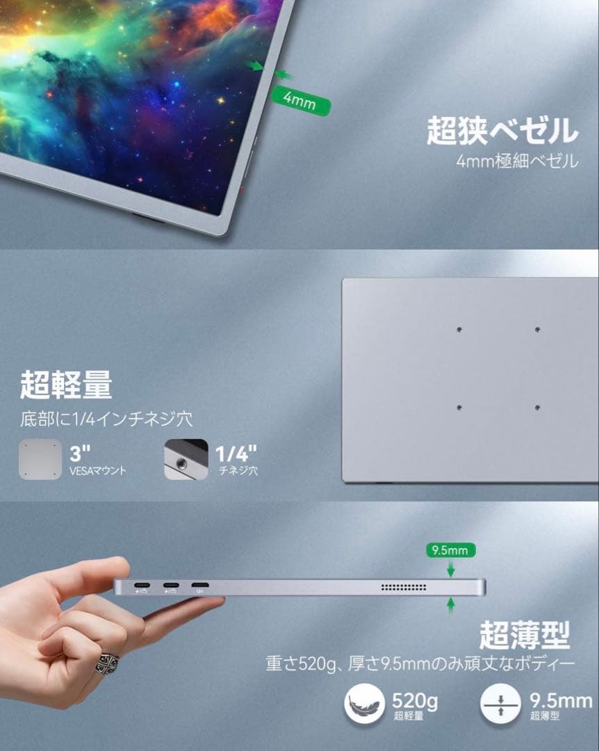 訳があり❣️モバイルモニター 4k 13.4 インチ IGZOスクリーン