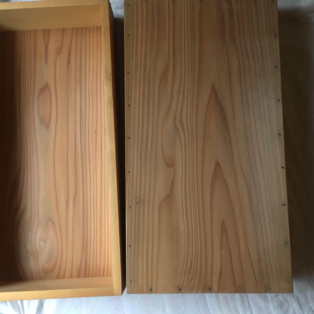 木箱もろぶた　もち箱　3段(ふた１枚付き)　昭和レトロ　アンティーク　中古品