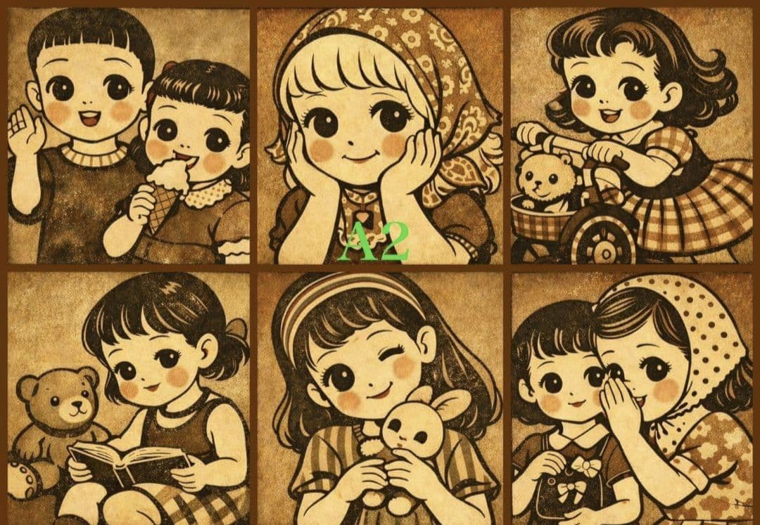 オーダー用昭和レトロの女の子 パネルサンプルページ