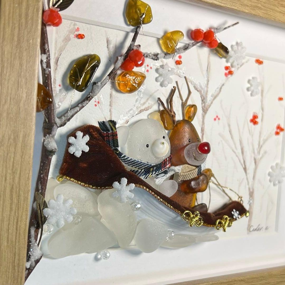 No.74 【銀世界と赤い実のトンネル】シーグラスアート CedarAmber