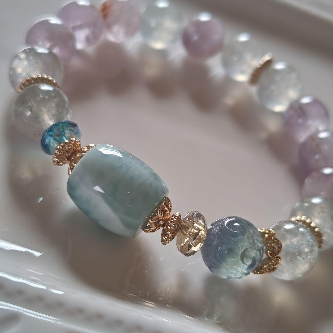 専用です♡新作♡ラリマー樽、ブルーフローライト回紋珠、セリサイトインラベンダーア