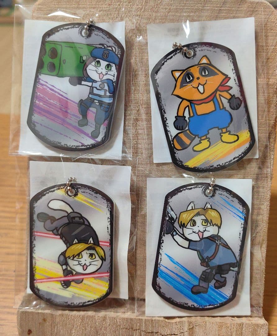 バイオハザード×仕事猫　ドッグタグ風キーホルダー ステッカー