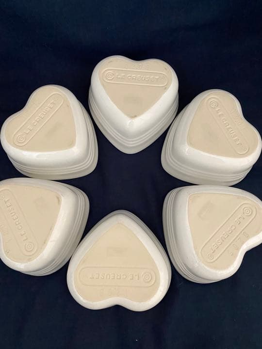 ル・クルーゼ　ハート　ラムカンダムール　ホワイト　蓋なし６客セットルクルーゼ