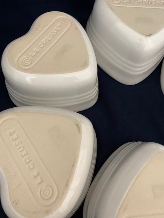 ル・クルーゼ　ハート　ラムカンダムール　ホワイト　蓋なし６客セットルクルーゼ