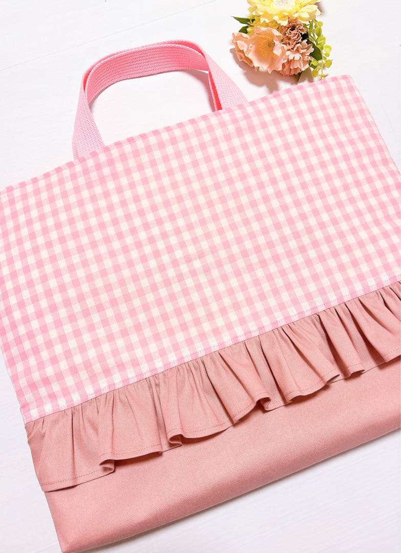 レッスンバッグ　上履き入れ　入園入学　体操着袋　給食袋　ギンガムチェック　水色