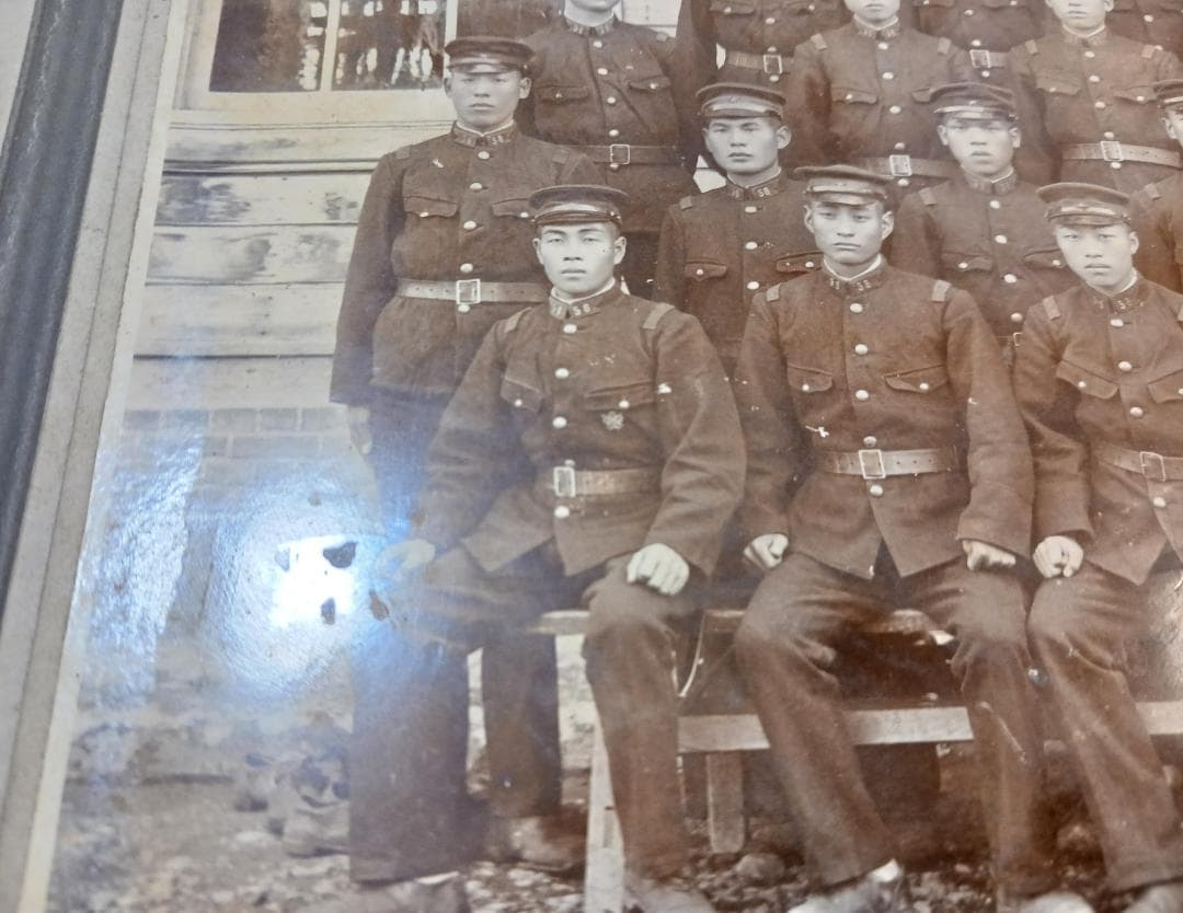戦前 日本軍 集合写真 台紙付き 大型 軍隊写真 勲章あり 大正〜昭和初期