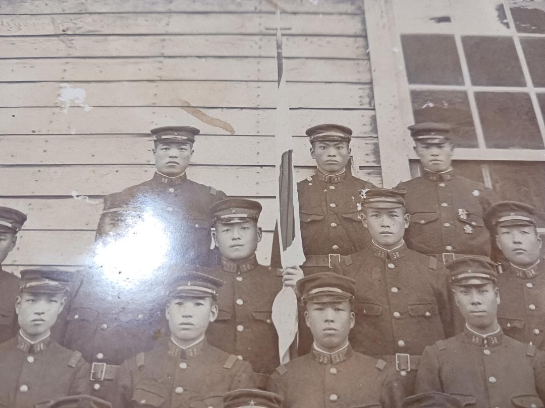 戦前 日本軍 集合写真 台紙付き 大型 軍隊写真 勲章あり 大正〜昭和初期