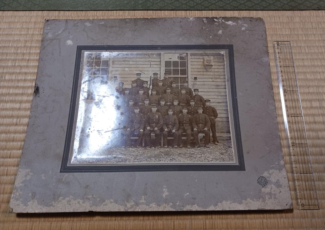 戦前 日本軍 集合写真 台紙付き 大型 軍隊写真 勲章あり 大正〜昭和初期