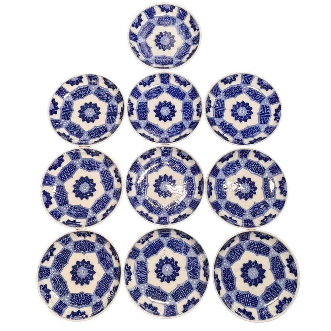 ★和食器/陶磁器！印判 幾何学模様 小皿 20枚！★