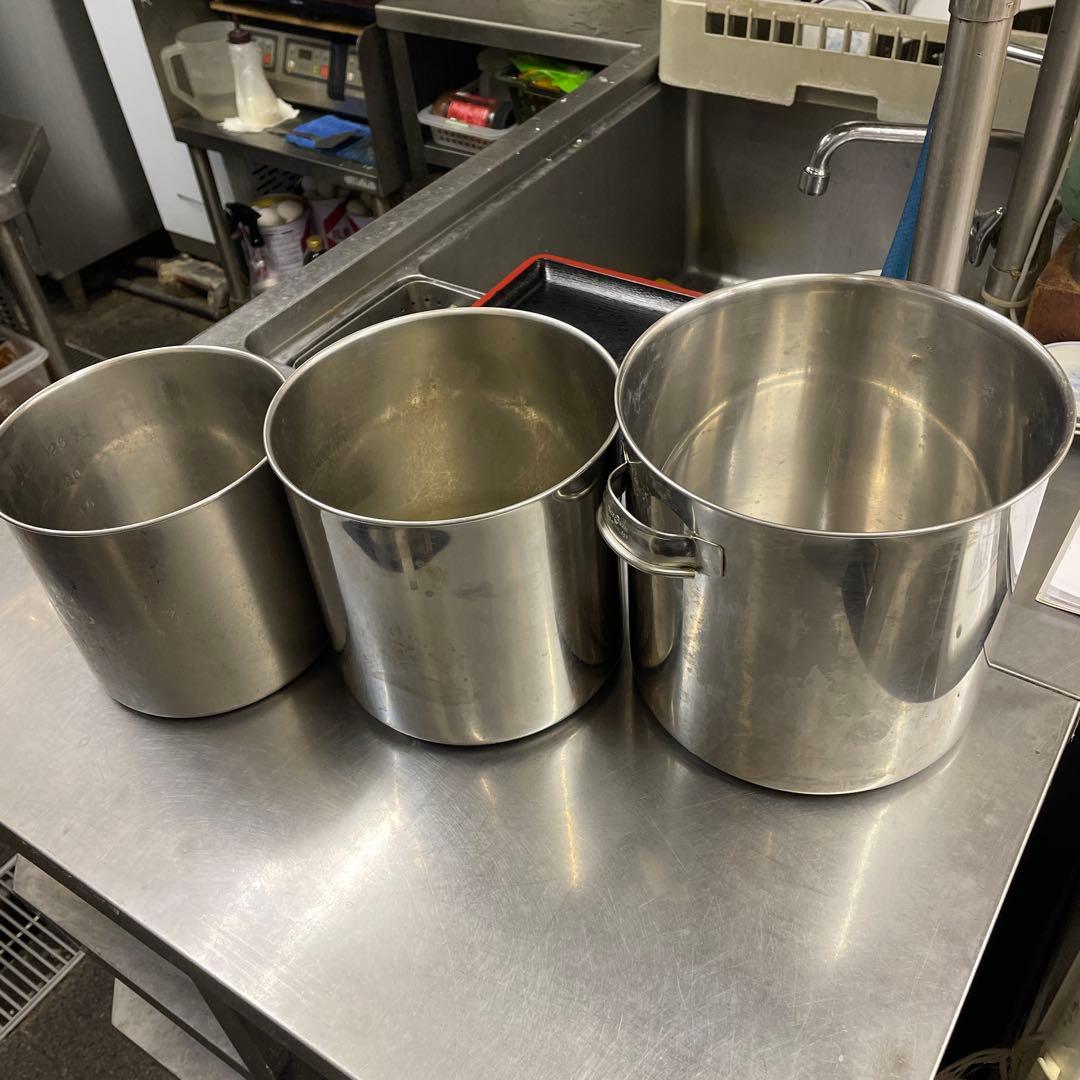ステンレス　キッチンポット　業務用 丸型20cm 18cm 16cm 3個セット
