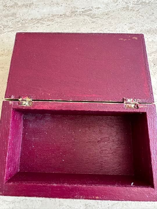 ヴィンテージ　ハンドメイド　木製箱　ペルー　ガラス絵