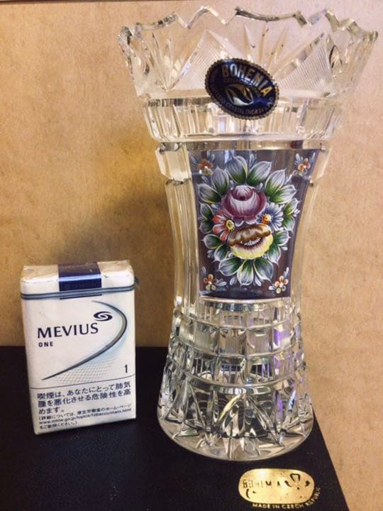 ●チェコ高級メーカー●ボヘミア クリスタル●ブルーラスター●ハイエナメル●未使用