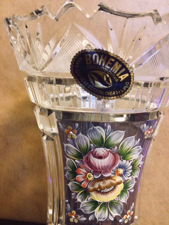 ●チェコ高級メーカー●ボヘミア クリスタル●ブルーラスター●ハイエナメル●未使用