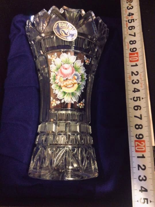 ●チェコ高級メーカー●ボヘミア クリスタル●ブルーラスター●ハイエナメル●未使用