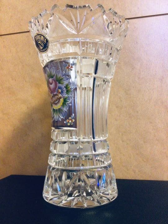 ●チェコ高級メーカー●ボヘミア クリスタル●ブルーラスター●ハイエナメル●未使用