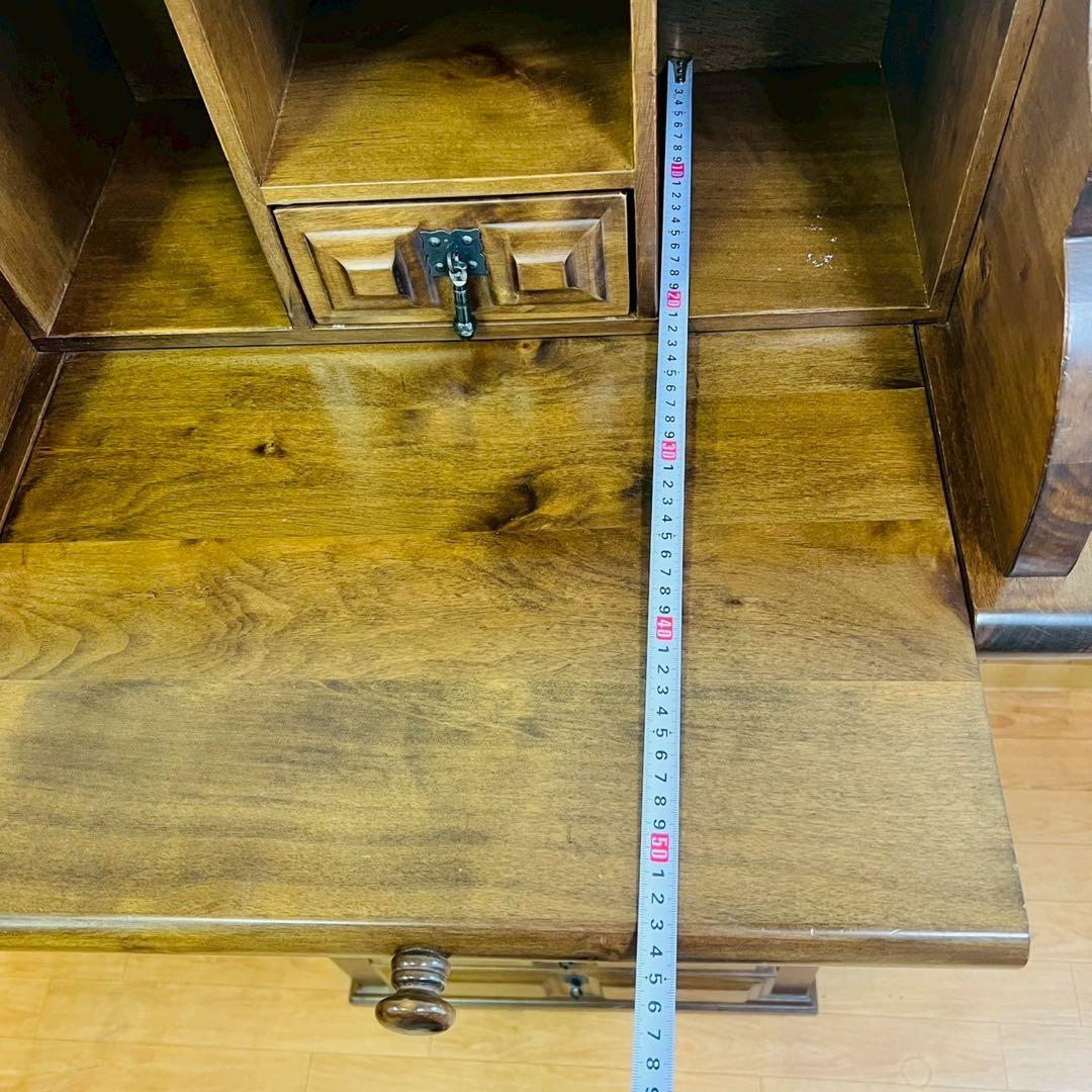 6段チェスト スライド式天板 ライティング アンティーク調 棚 アンティーク風