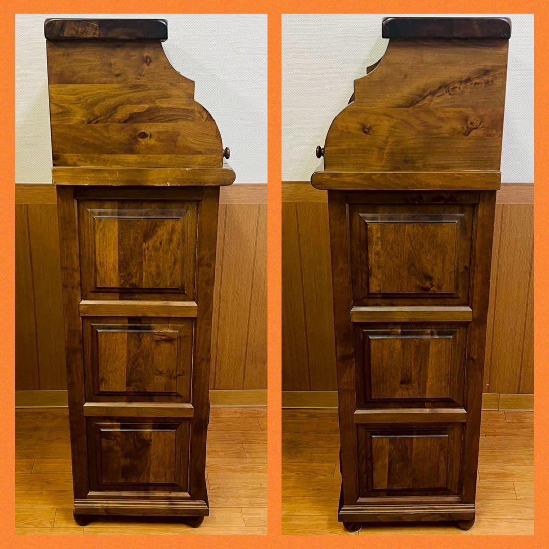 6段チェスト スライド式天板 ライティング アンティーク調 棚 アンティーク風