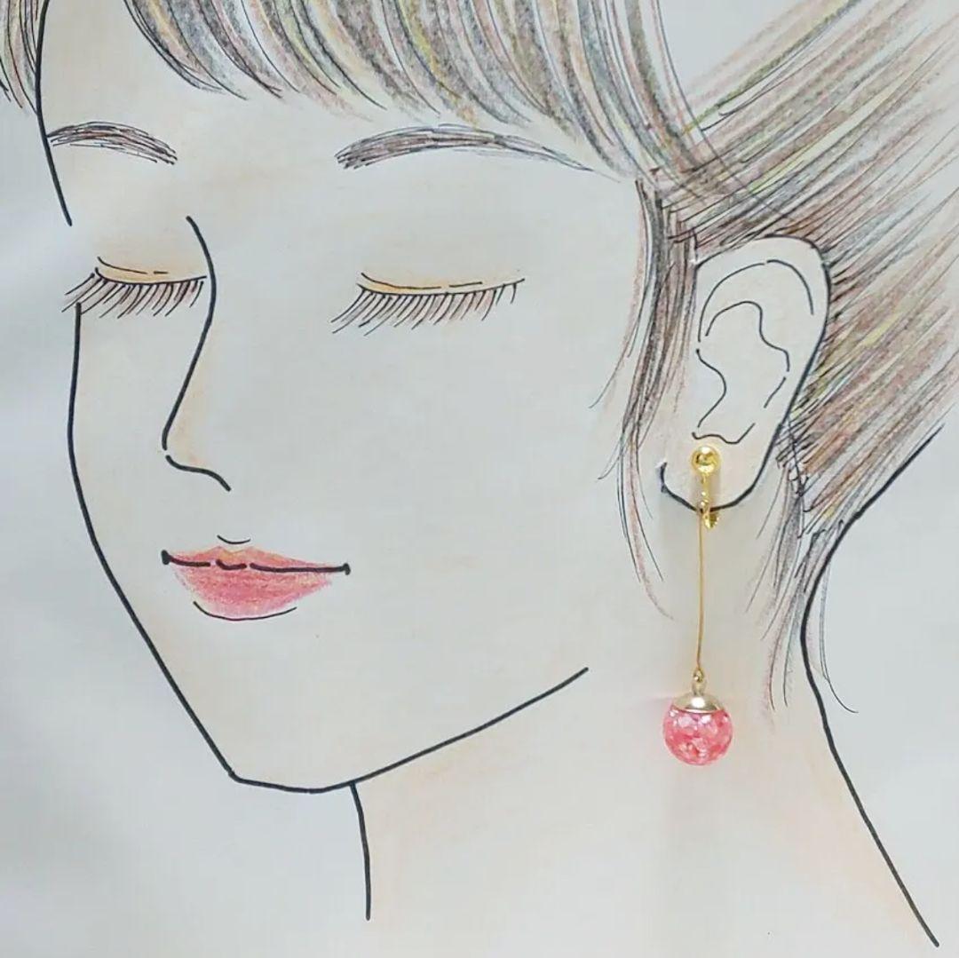 【373】ガラスドームのシンプルイヤリング／ピアス