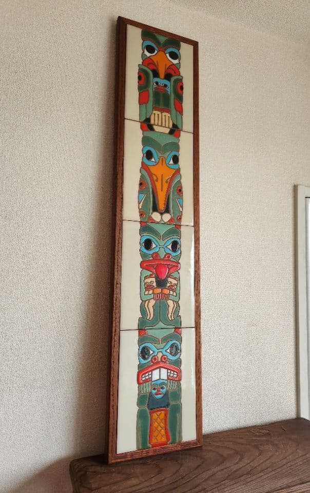 北米　サンタフェ　ネイティブアメリカン　額装タイル絵