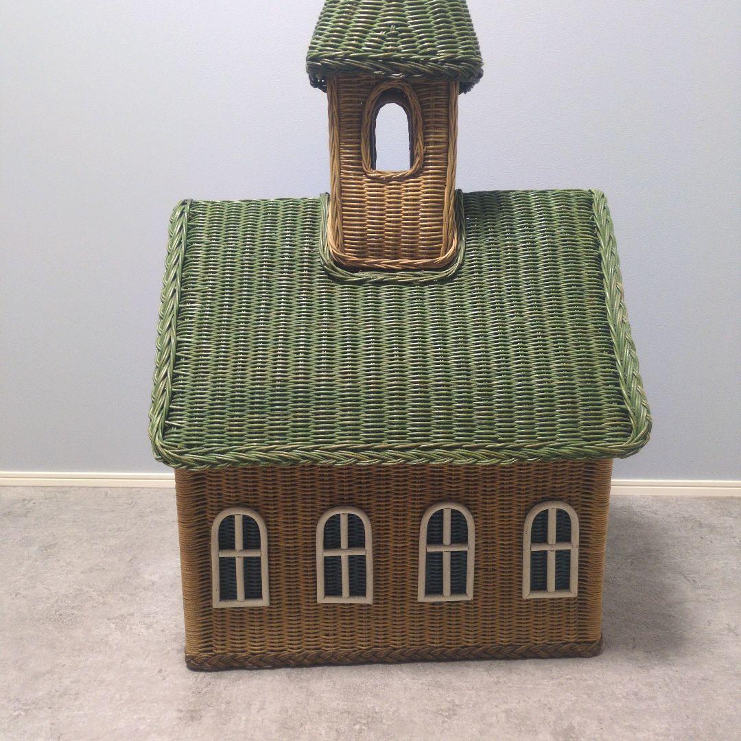 【希少】Kazama カザマ ラタン 教会型バスケット 大型 収納