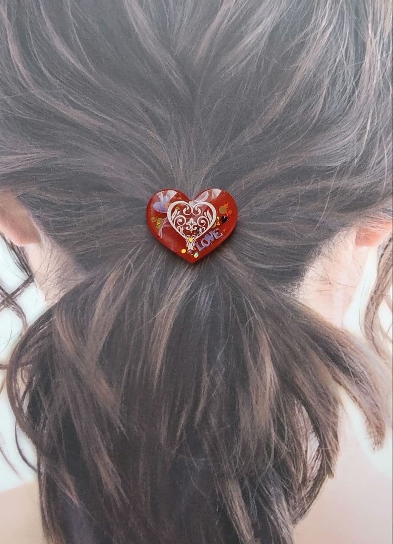 ダブルハートレジンヘアゴム