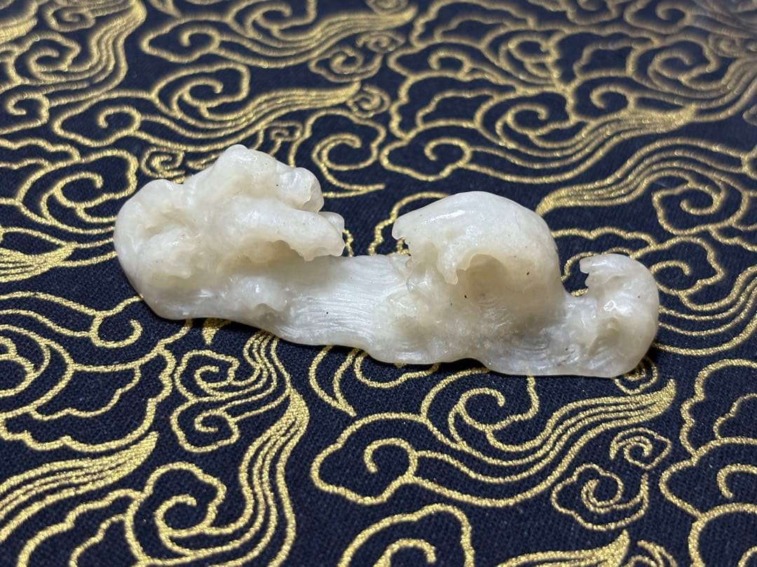 030 水石、中国美術、古玩、凍石、波、筆置、箸置、置物、文鎮、書道、彫刻