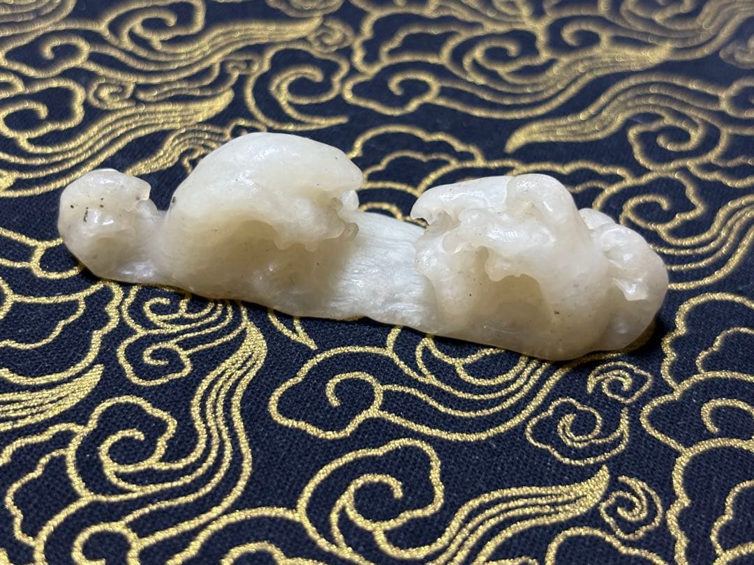 030 水石、中国美術、古玩、凍石、波、筆置、箸置、置物、文鎮、書道、彫刻