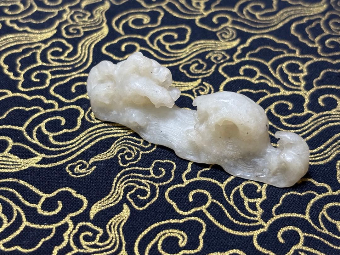 030 水石、中国美術、古玩、凍石、波、筆置、箸置、置物、文鎮、書道、彫刻