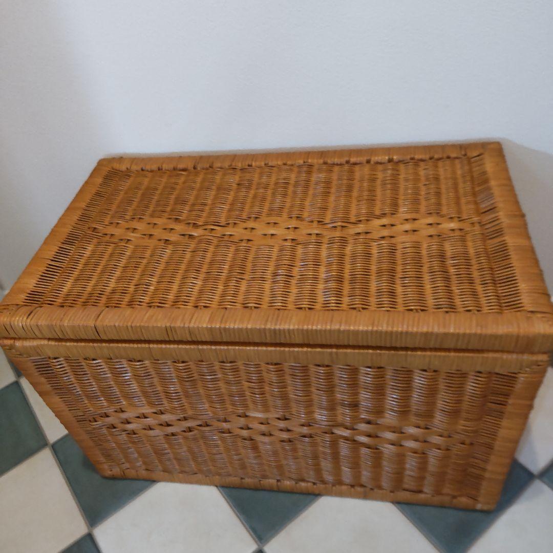 【ラタン収納ボックス】大型 籐製品 昭和レトロ かご バスケット