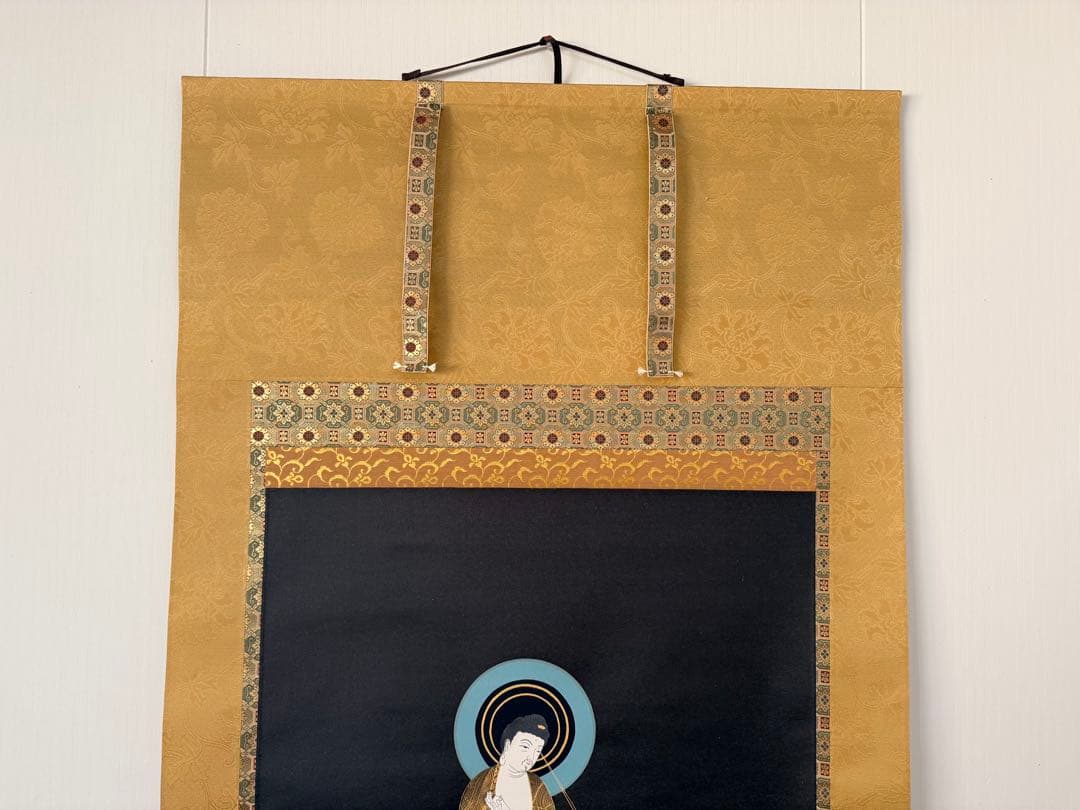 掛軸 天台三尊仏 天台宗 年中掛け 普段掛け 阿弥陀三尊仏 日常掛 仏画 仏間