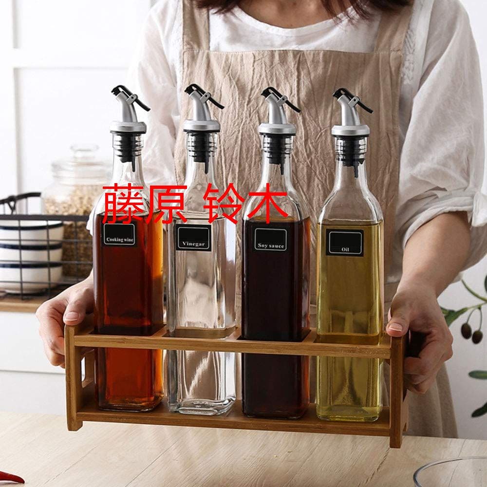 家庭用ガラスオイルポット調味料ボトルコンビネーションスパイスラック付オイル%
