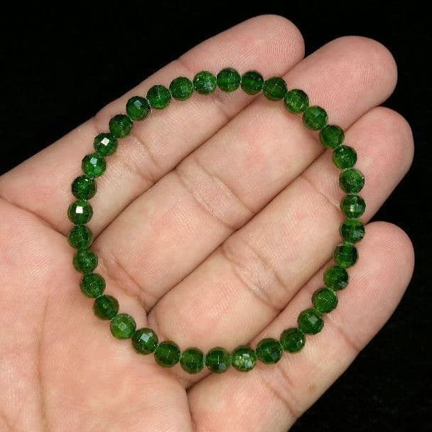 【良質,小粒】クロムダイオプサイト ５㎜　ブレスレット　美品　希少　高品質