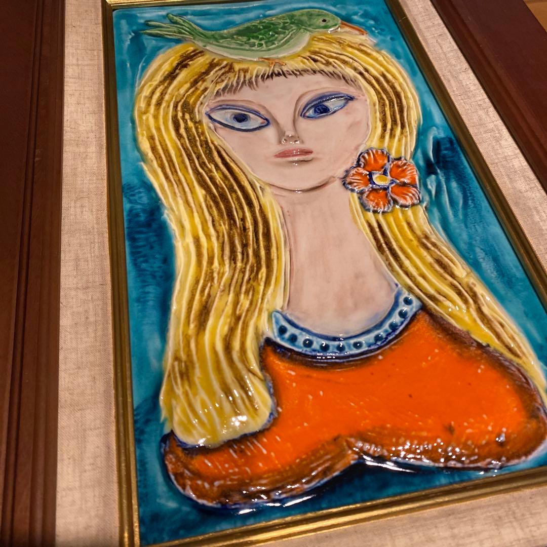 ヴィンテージ SEYEI / セーエー陶器　セーエードリーム　乙女と鳥のオブジェ