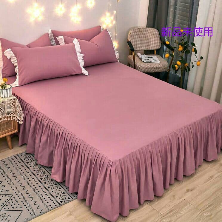 新作 柔らかい 肌触り ベッドスカート 4点セット セミサイズ 掛け布団カバ$