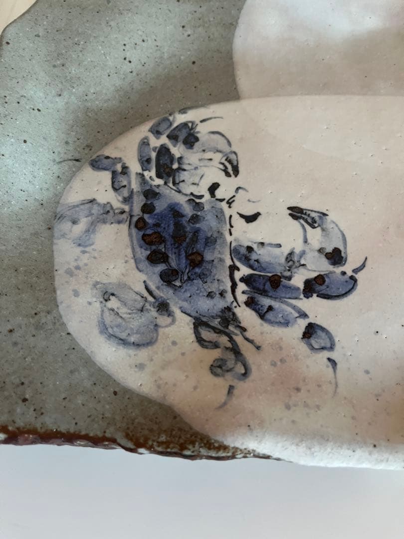 九谷焼　カニ柄 陶器製 長方形皿　田中正人