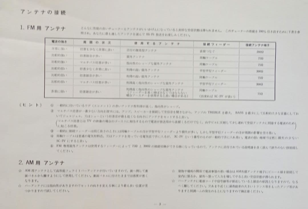 ビクター Victor JT-V300 FM/AMステレオチューナー取扱説明書付