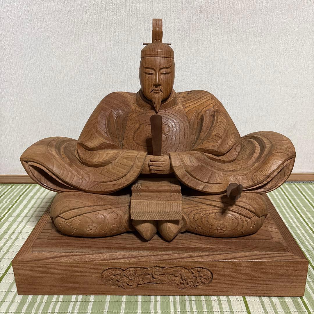 菅公　菅原道真　木彫り　彫刻　工芸品　芸術　置物　オブジェ　骨董品　天神様　仏閣