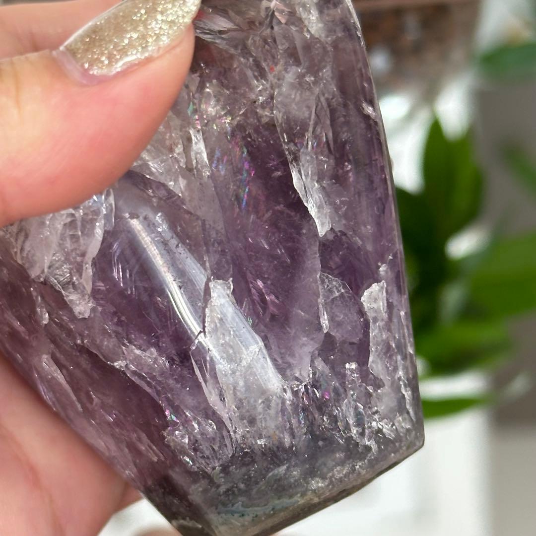 超希少 高品質 透明度高 虹入 アメジスト 花の形 ブーケ バラ 美しい 綺麗