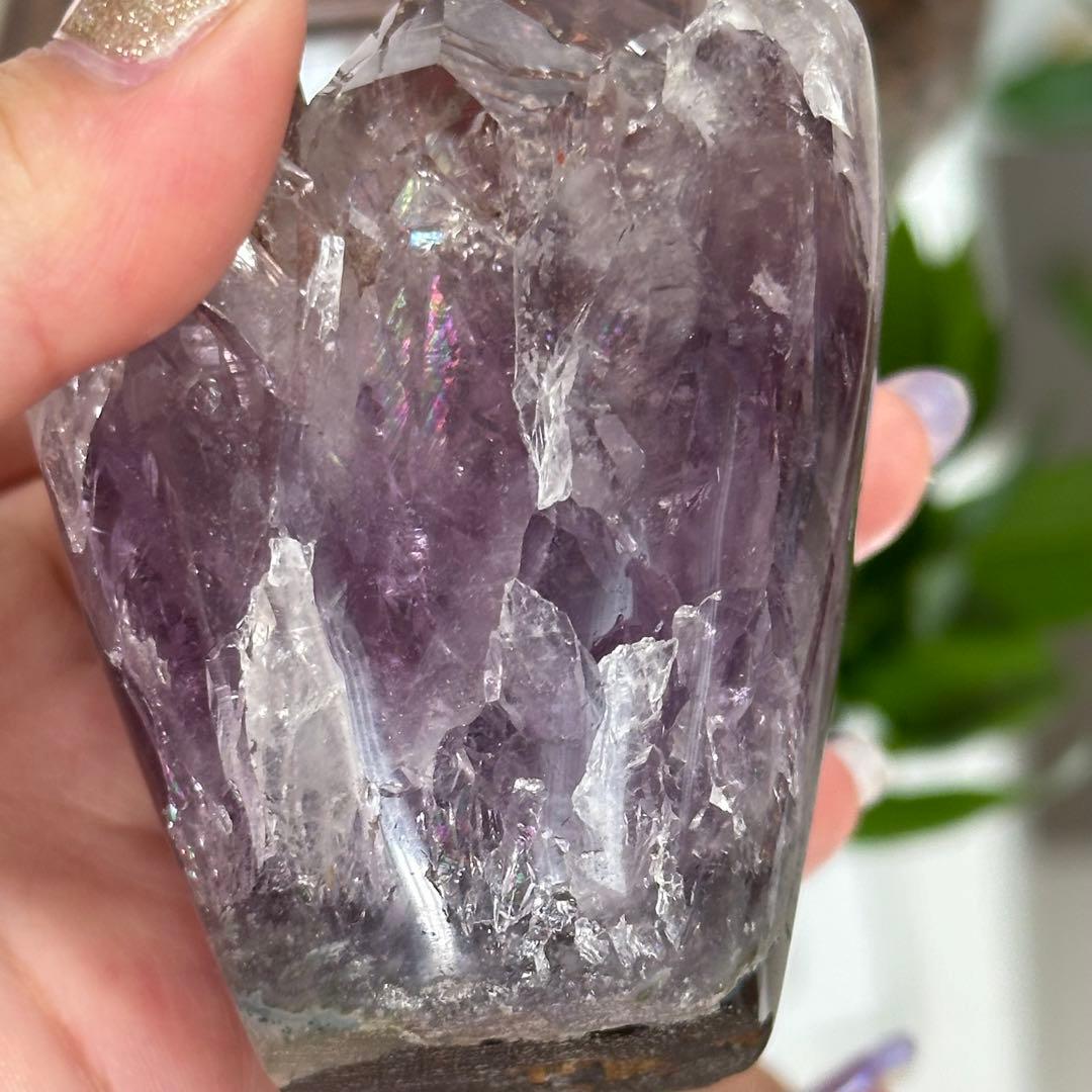 超希少 高品質 透明度高 虹入 アメジスト 花の形 ブーケ バラ 美しい 綺麗
