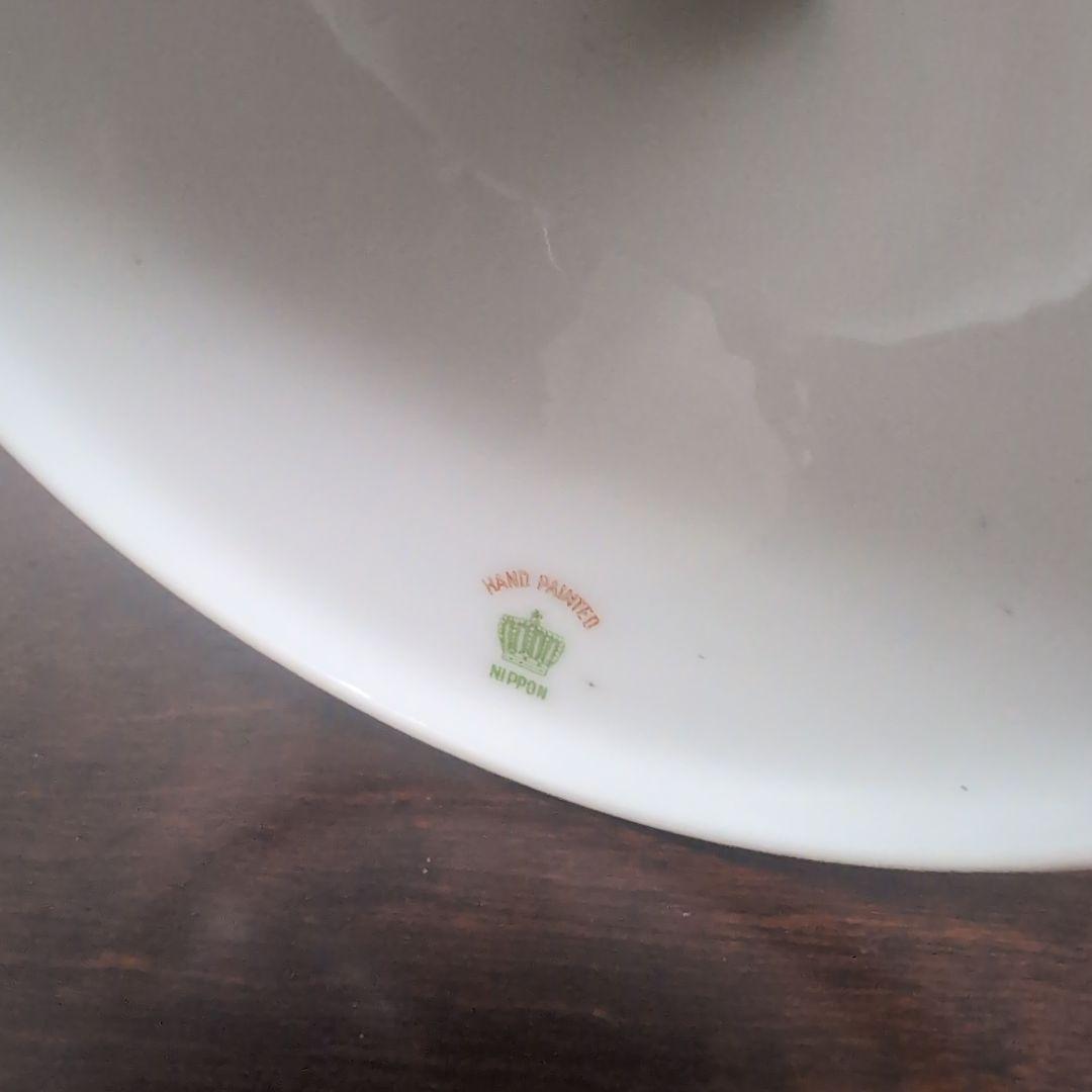 日本のアンティーク　オールドメイトー　名古屋製陶所　蓋付きコンポート　桜が素敵