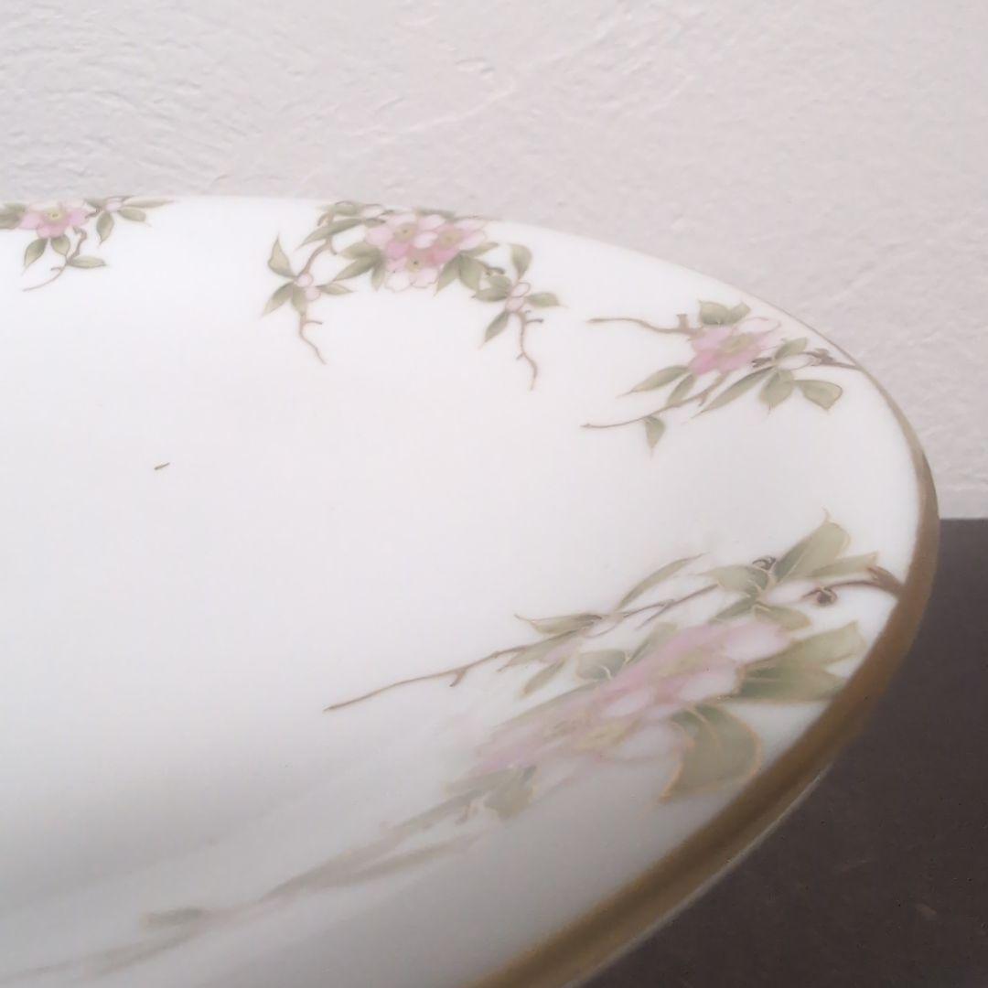 日本のアンティーク　オールドメイトー　名古屋製陶所　蓋付きコンポート　桜が素敵